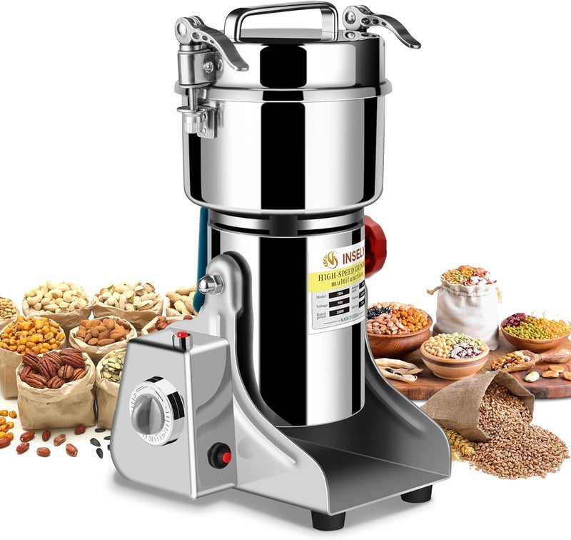 INSELY 750g Grain Mill, flour mill grinder for home, Electric Stainless Steel Grain Grinder for Wheat, Spices, coffee,Corn and Other Dry Food Grinders for Kitchen - Image 1